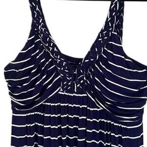 Design History Braided Strap‎ Navy Blue Maxi Dress Bra Striped Women's Large